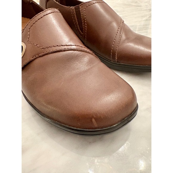 Clarks Women Brown Leather Slip On Loafer Shoes Comfort Cushion Size 11 - Picture 10 of 11